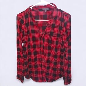 NWOT. Red and Black Plaid Button-Up Shirt.